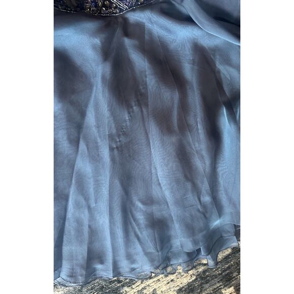 Sherri Hill 2 Piece Chiffon Skirt/Embellished Top Blue Size 6 Style 51296 Formal - Picture 11 of 15